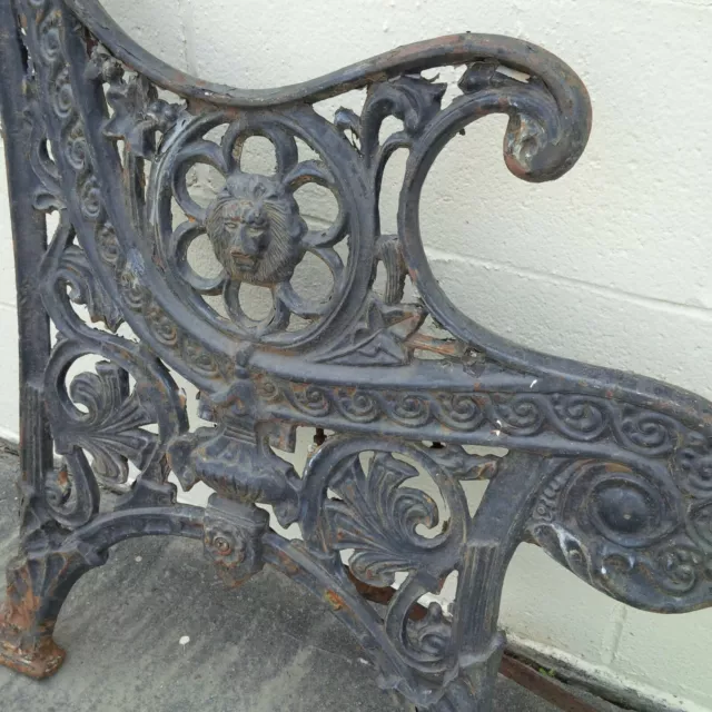 Antique Victorian Cast Iron Park Bench Table Pieces Lion Head Heavy & Rare Rust