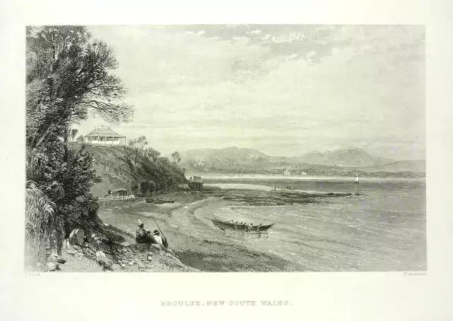 2 antique engravings of views of New South Wales, Australia, after Prout, c 1874