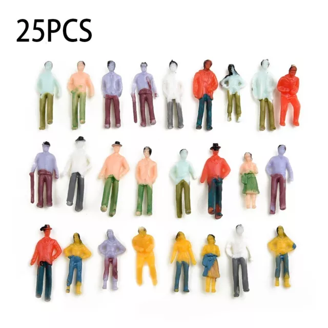 25/100 piezas figuras mixtas de personas pintadas modelo plástico tren ferroviario a escala 1:75 UK