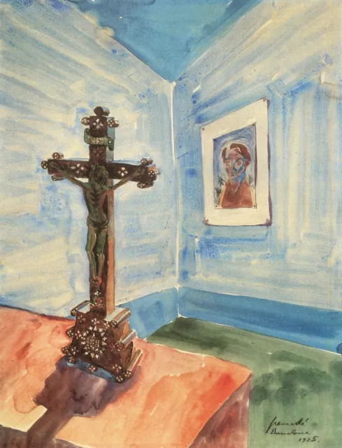 Crucifix in the room by Walter Gramatte Giclee Fine Art Print Repro on Canvas