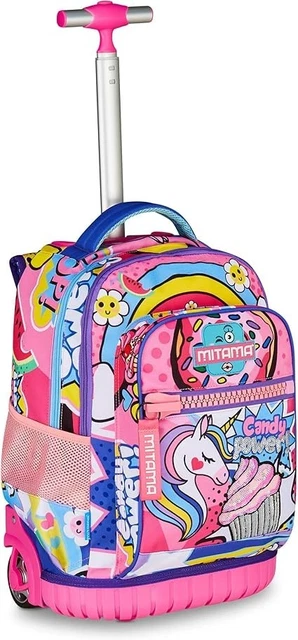 Zaino Trolley Scuola Mitama Run Urban Game Per Bambini - Doppio Scomparto, Ruote Gomma, Multicolore