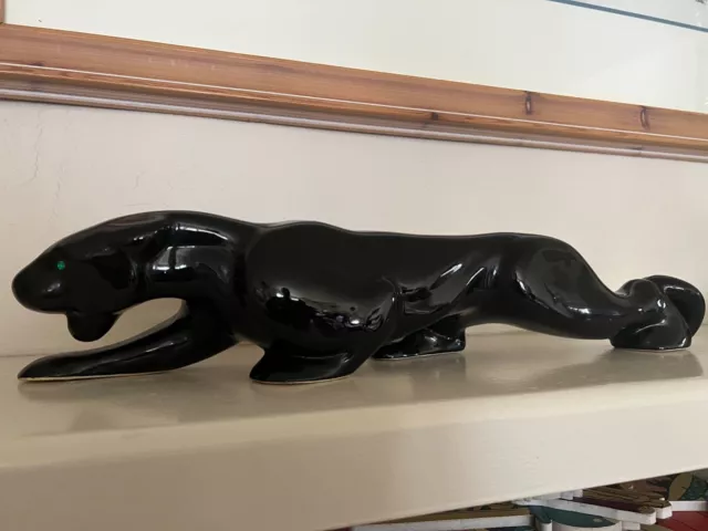 Vintage Mid Century Ceramic Black Panther Statue Figurine Figure Haegar REPAIRED