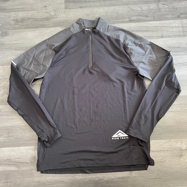 Top Da Corsa Nike Dri-Fit Trail 1/2 Cerniera Da Uomo - Piccolo E Medio - Nero/Grigio