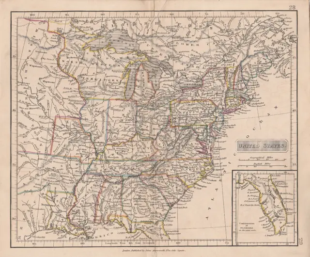 Original Antique Map-United States-"Arkansaw"-Republic Of Texas-Arrowsmith-1842-