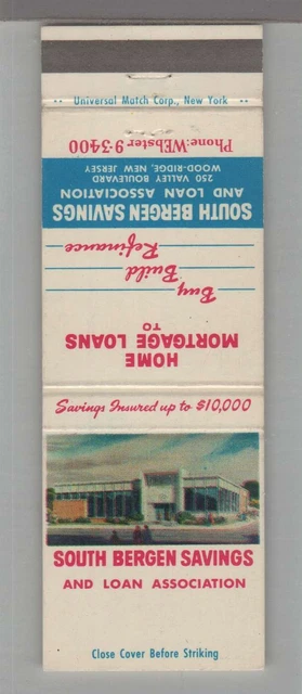 Matchbook Cover - Matchorama - South Bergen Savings & Wood-Ridge, NJ