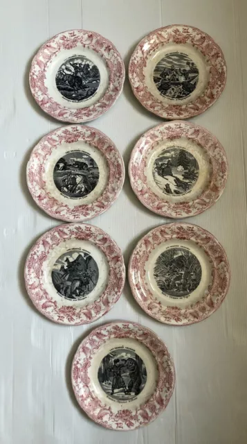 Lot De 7 Ancienne Assiette A Dessert Gien Les Grandes Chasses