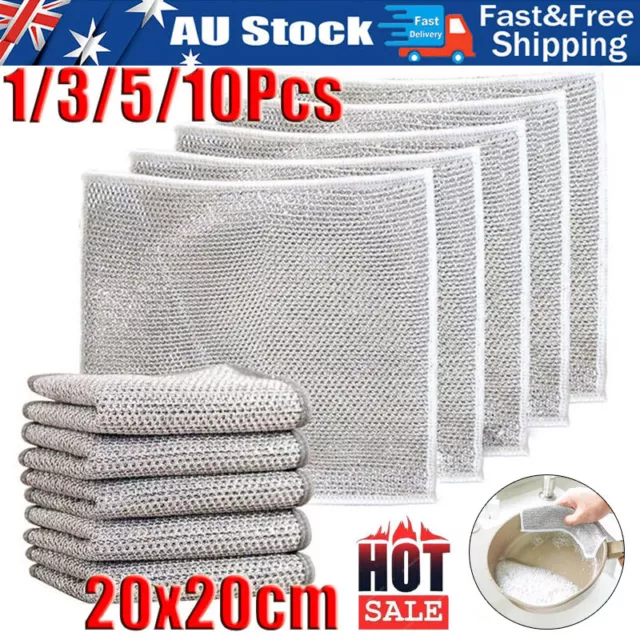 10X Multipurpose Wire Dishwashing Rags for Wet and Dry, Wire Dishwashing Rag
