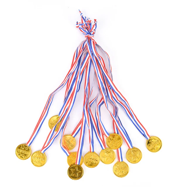 12X Plastic Children Gold Winners Medals Kids Game Sports Prize Awards ParR:zi