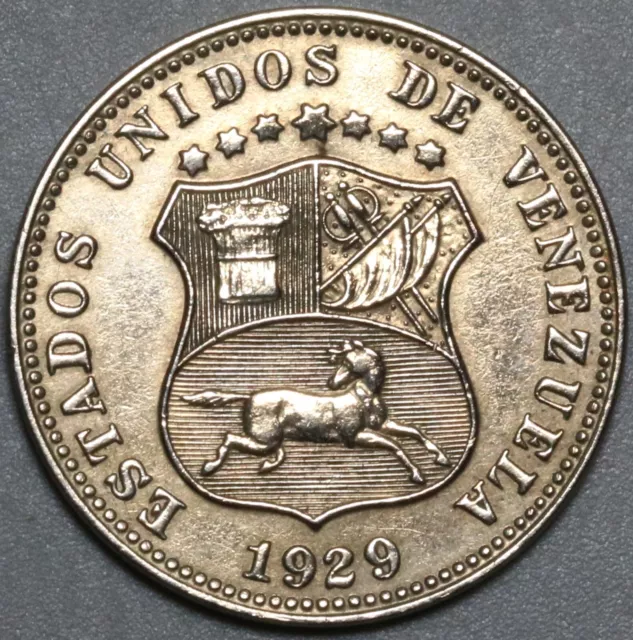 1929 Venezuela 12 1/2 Centimos AU Horse Coin (22070904R)