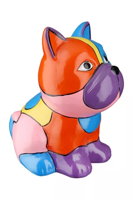 33110 Spardose Hund Bulldogge Keramik mehrfarbig mit Gummistopfen Höhe 12,5cm