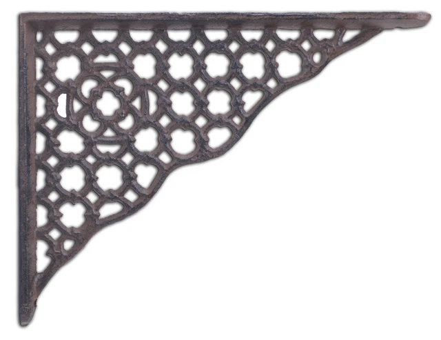 Decorative Shelf Bracket - Ornate Lattice - Rust Brown Cast Iron - 8.5"