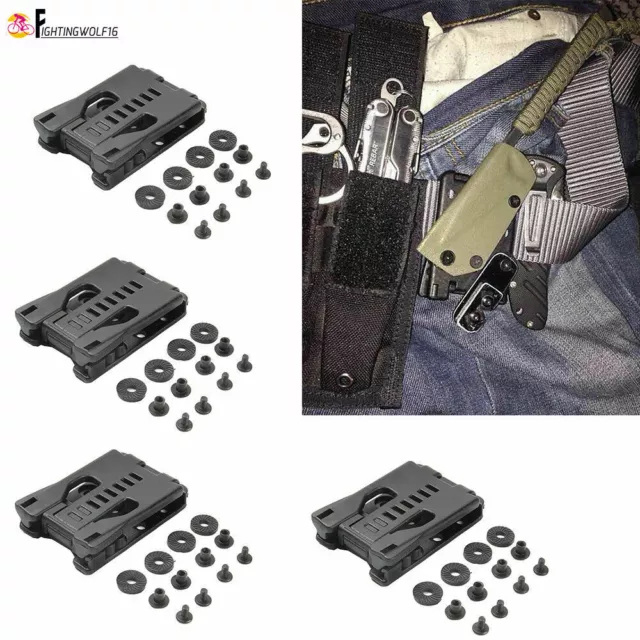 4pcs EDC Belt Clip Gear Multi Function K Sheath Kydex Scabbard Waist Clamp Black