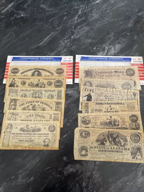 Confederate Currency Reproduction Set A&B