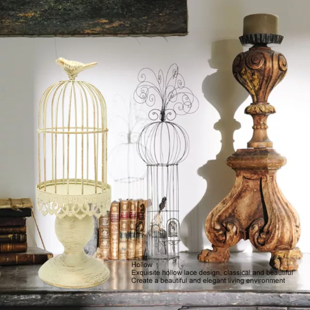 Birdcage Candle Holder Decorative Bird Cages Metal Candlestick Decor Gift ▷