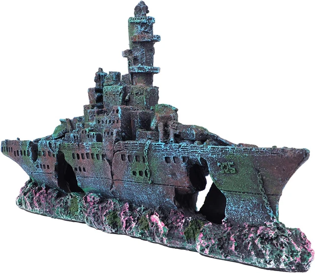 23 cm Shipwreck Frigate Aquarium Boat Fish Tank Wreck War Ship Ornament FRX2
