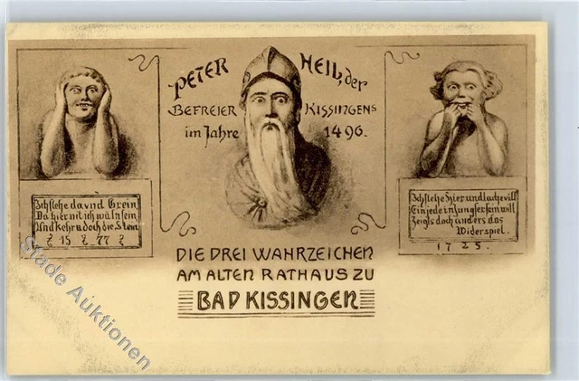 51283294 - 8730 Bad Kissingen Die Drei Wahrzeichen am Alten Rathaus