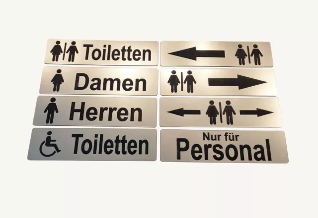 Toilettenschild Türschild Hinweisschild WC Toilette Klo Wunschtext selbstklebend