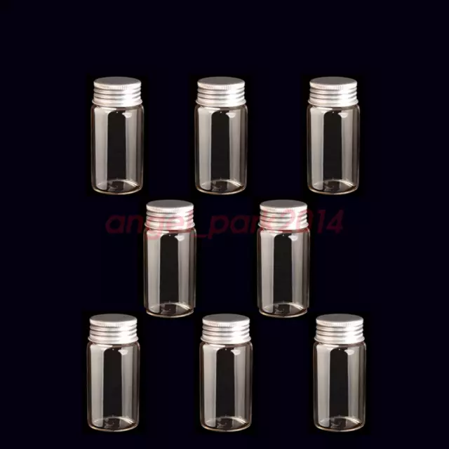 New 100 Pcs 22x50mm Small Clear Message Bottles Glass Vials 10ml With Screw Caps