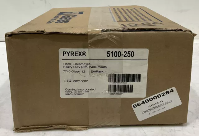 Pyrex 5100-250 7740 Glass Erlenmeyer Flask Wide Mouth Heavy Duty Lot Of 12 373