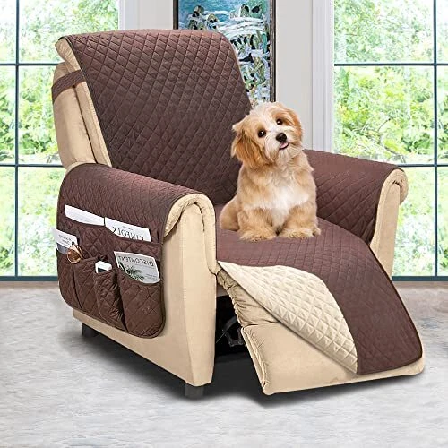 ASHLEYRIVER Reversible Recliner Chair Cover, Sofa Covers Large Chocolate/Beige