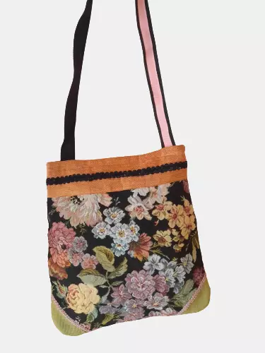 BORSA IN STOFFA fatta a mano donna tracolla fantasia fiori leggera,tempo  libero EUR 33,90 - PicClick IT