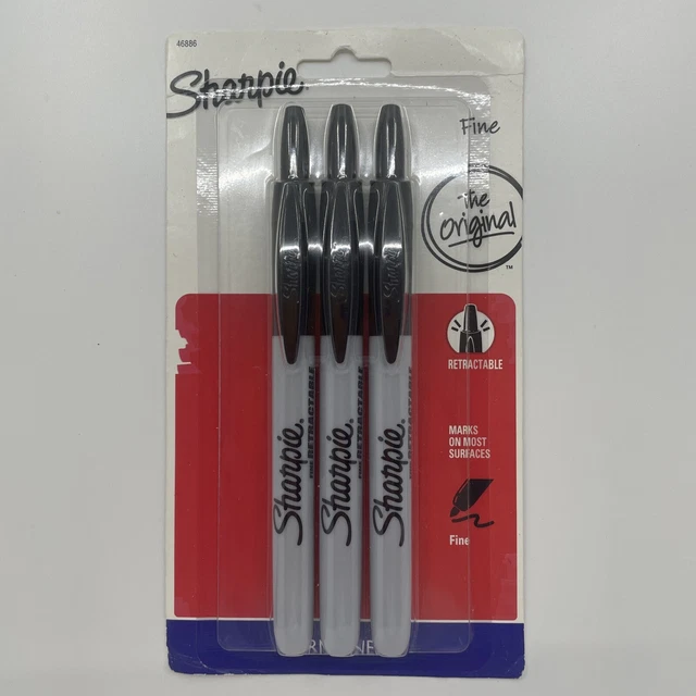 SHARPIE RETRACTABLE PERMANENT Markers Ultra Fine Point Black 3 Count 8