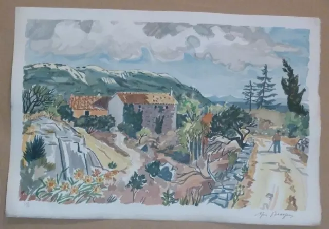 lithographie un mas Provence Yves Brayer signée au crayon, 1 des 60 exemplaires