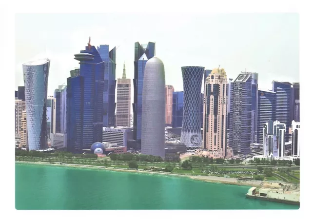 Views of Modern Doha Qatar Postcard, Skyline Skyscrapers Lagoon Architecture Sea