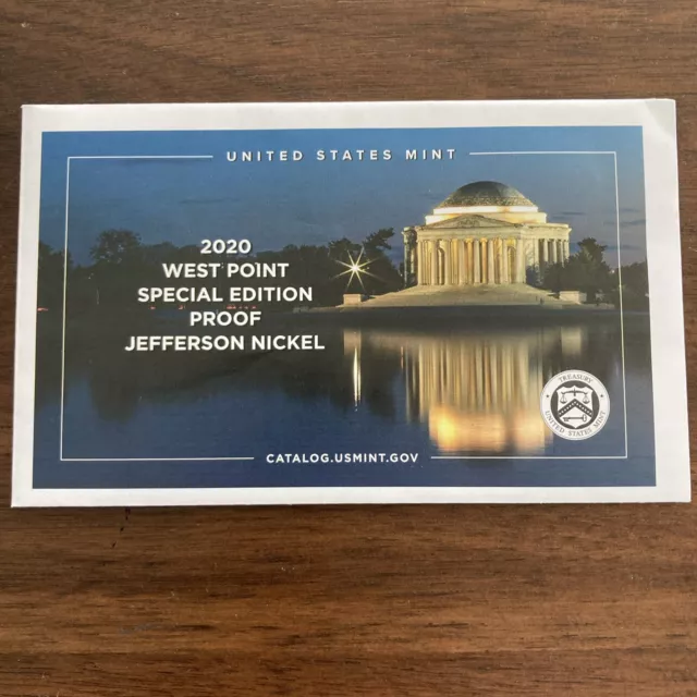 2020 W Jefferson West Point PROOF Nickel Coin with COA + Original Envelope