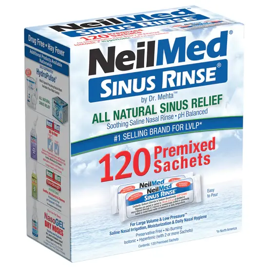 NeilMed Sinus Rinse Saline Nasal Natural Sinus & Allergy Relief - 120 Sachets