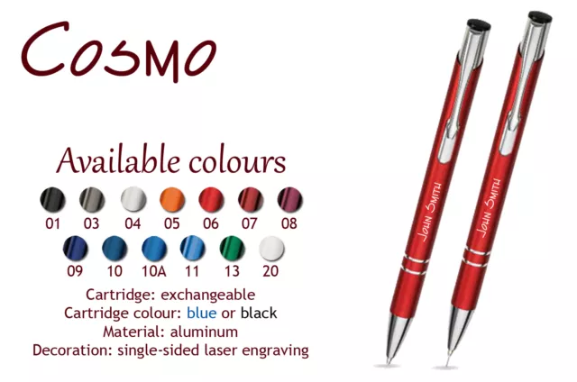 Personalised 2-element set: ball pen, pencil *COSMO* black/blue ink * gift box 3