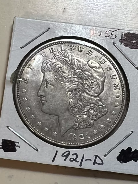 1921-D  Morgan Silver Dollar —  AU Coin ( the only Denver Minted Dollar)  Toned