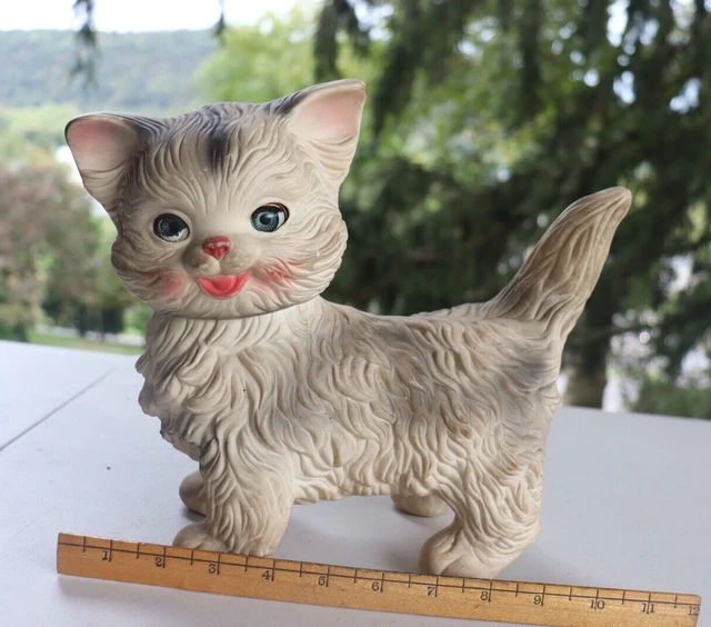 Vintage 1960s Edward Mobley- Arrow Rubber & Plastic- Large Cat Squeaky Toy ~ 9"