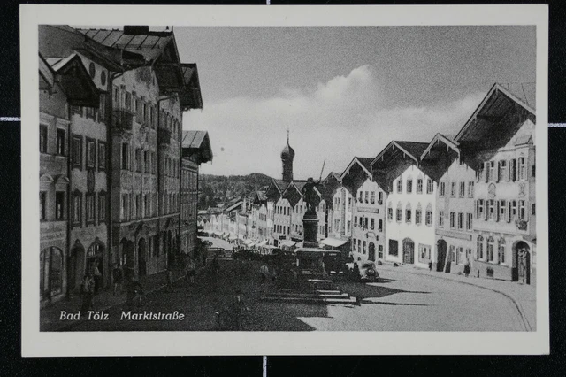 AK Bad Tölz ca. 1940 Marktstraße belebt Auto  Geschäfte Wolfratshausen
