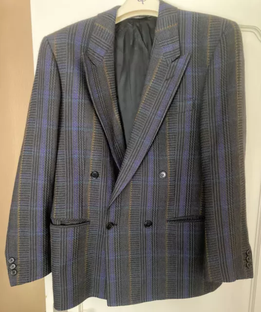 Blazer Lana Blu 38/40 Botto Giuseppe e Figli Vintage a Quadri ITALIA LORENZO