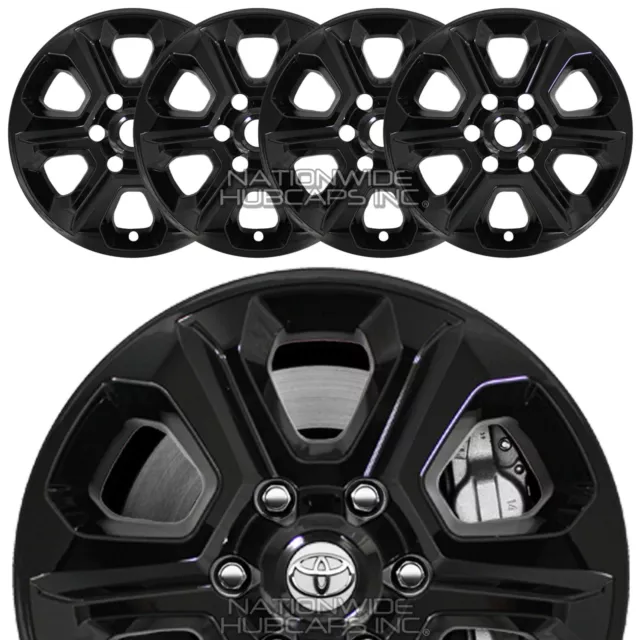 for 2014-2024 Toyota 4 Runner SR5 17" Black Wheel Skins Hub Caps Full Rim Covers