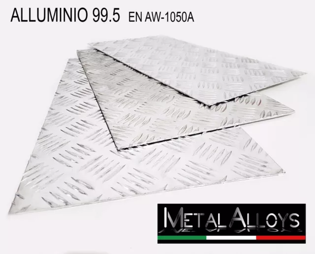 Lamiera Mandorlata Alluminio spessore 2mm e 3mm in IN DIVERSE DIMENSIONI Lamina