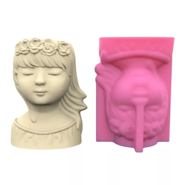 Wreath Girls Pen Holder Silicone Mold Flower Pot Planter Mold Decor Making Tool