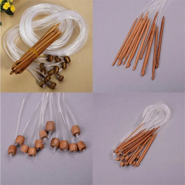 1.2m 48" 12 Different Size/Set Tunisian Carbonized Bamboo Needle Crochet Hook-*-