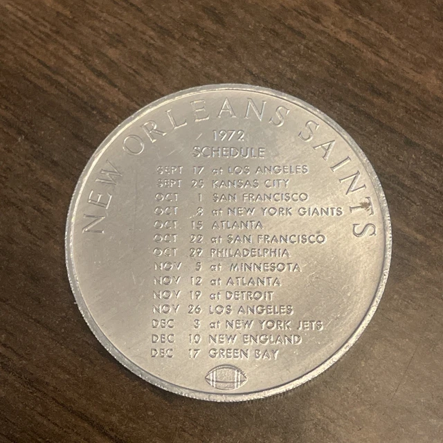 1972 New Orleans saints schedule mardi gras doubloon coin johnnie walker scotch