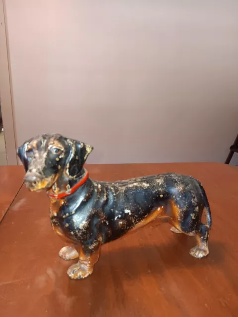 Antique Hubley Cast Iron Dachshund Weenie Dog Doorstop