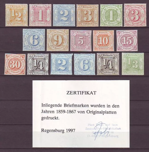 p6019/ Germany State Thurn & Taxis MNH Collection w/Zertifikat (17 stk)
