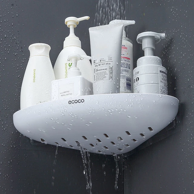 Corner Shower Caddy Suction Cup - Wall Mounted Shower Shelf Bathroom Storage