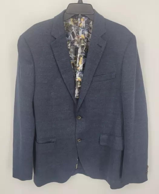 Flynt Blazer Mens 44R Blue Linen Blend Sport Coat Two Button Spicoli Jacket