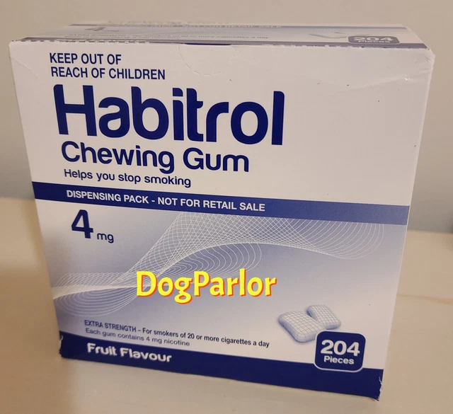 Habitrol Nicotine Gum 4mg Fruit NEW Bulk Size 2 Boxes = 408 Pieces 09/2024