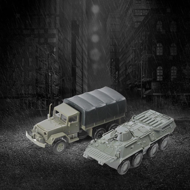 Modèle Réduit 1:72 4D - Camion M35 & Char BTR-80 - Armée Verte - Jouet De Construction