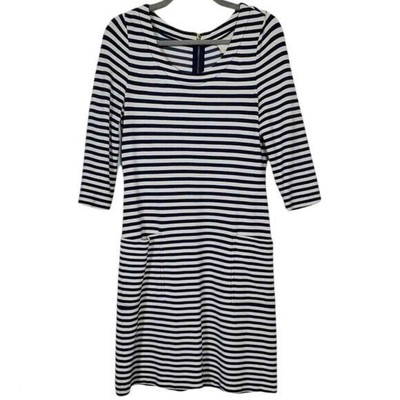Kate Spade Viscose Blue White Striped Shift Look for The Silver Lining Dress