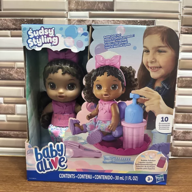 Baby Alive Sudsy Styling Doll, 12-Inch Toy for Kids 3 and Up, Salon Baby Doll!