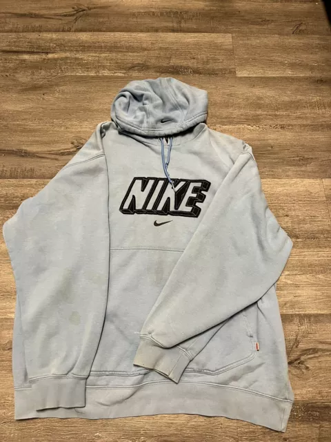 Vintage Nike Spellout Pullover Hoodie Center Swoosh Logo Men's XL Y2K Sweatshirt