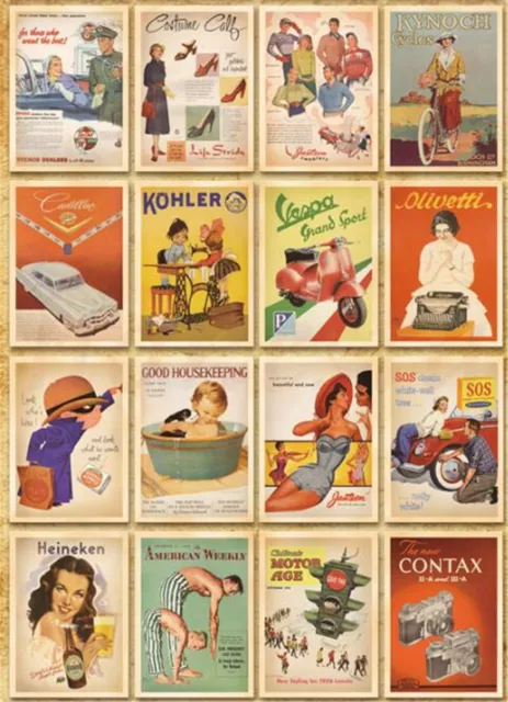 Lots of 32 Mixed Classic Vintage Retro Advertising Movie Star Poster Postcards 3